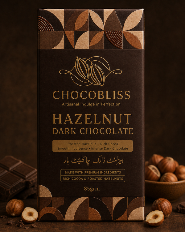 CHOCO BLISS HAZELNUT DARK CHOCOLATE BAR 85Grm